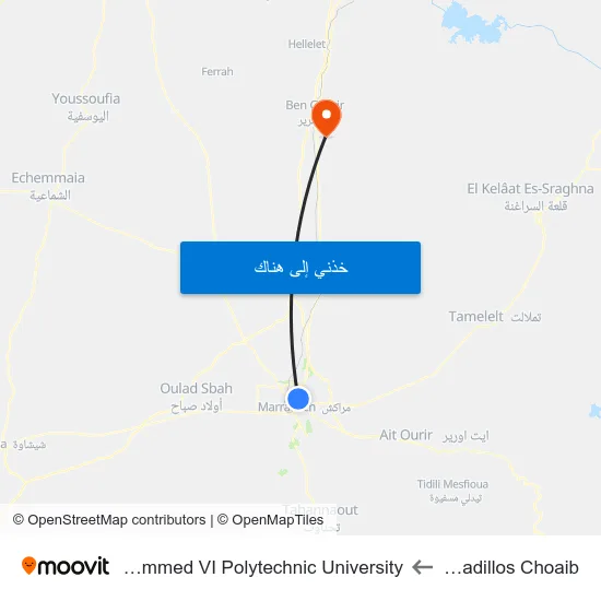 Bocadillos Choaib to Mohammed VI Polytechnic University map