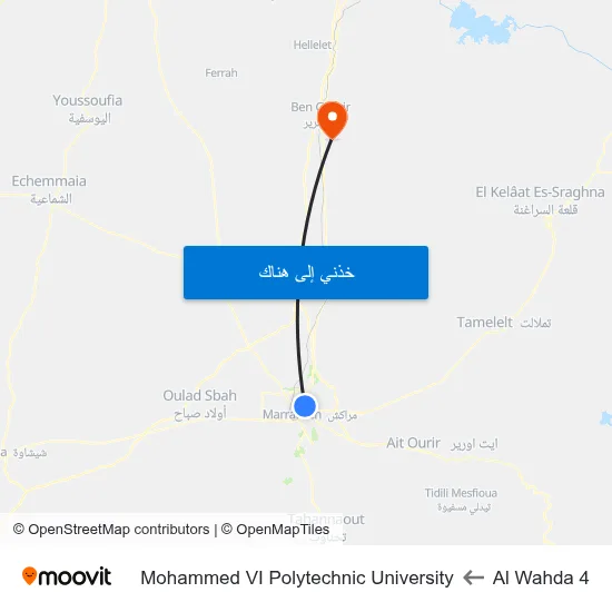 Al Wahda 4 to Mohammed VI Polytechnic University map