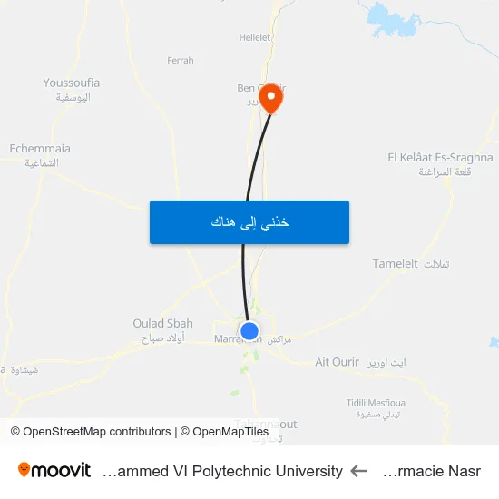 Pharmacie Nasr to Mohammed VI Polytechnic University map