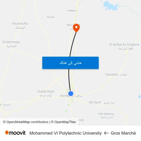 Gros Marché to Mohammed VI Polytechnic University map