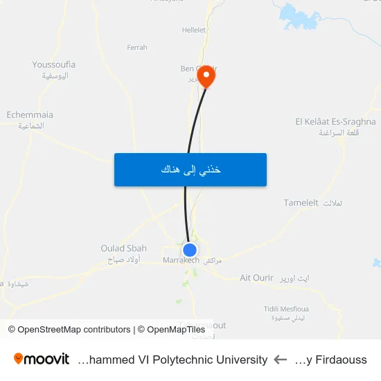 Hay Firdaouss to Mohammed VI Polytechnic University map