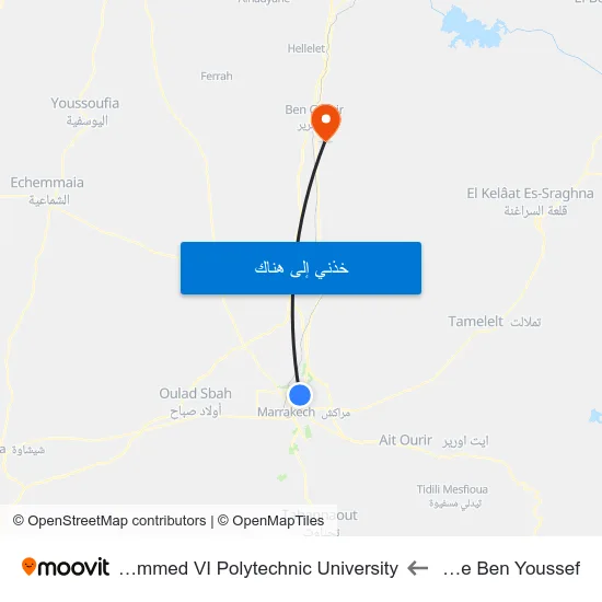 Lycée Ben Youssef to Mohammed VI Polytechnic University map