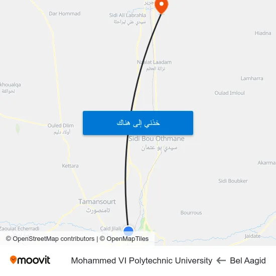 Bel Aagid to Mohammed VI Polytechnic University map