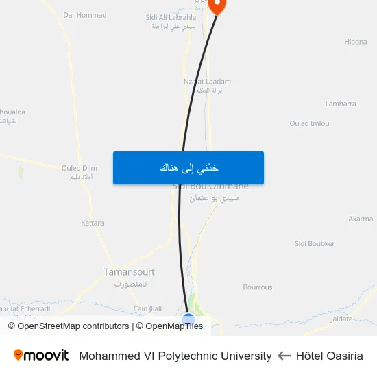 Hôtel Oasiria to Mohammed VI Polytechnic University map