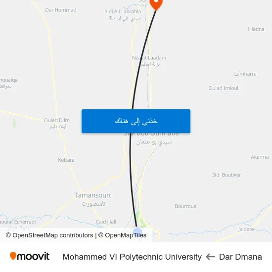 Dar Dmana to Mohammed VI Polytechnic University map