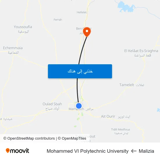 Malizia to Mohammed VI Polytechnic University map