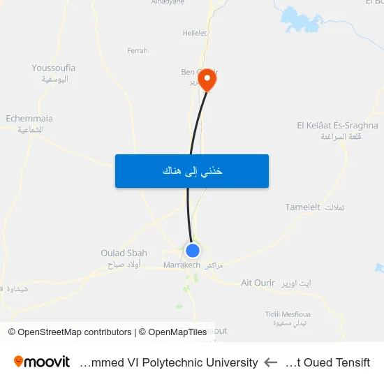Pont Oued Tensift to Mohammed VI Polytechnic University map