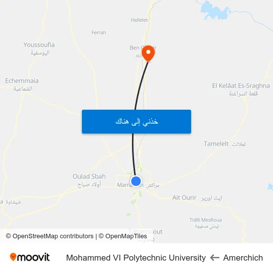Amerchich to Mohammed VI Polytechnic University map