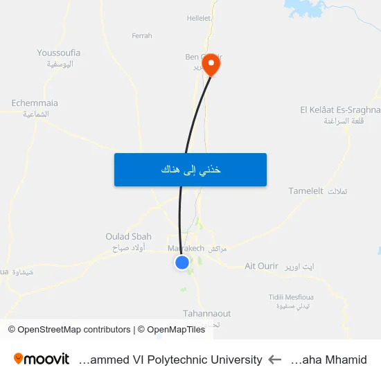 Alwaha Mhamid to Mohammed VI Polytechnic University map