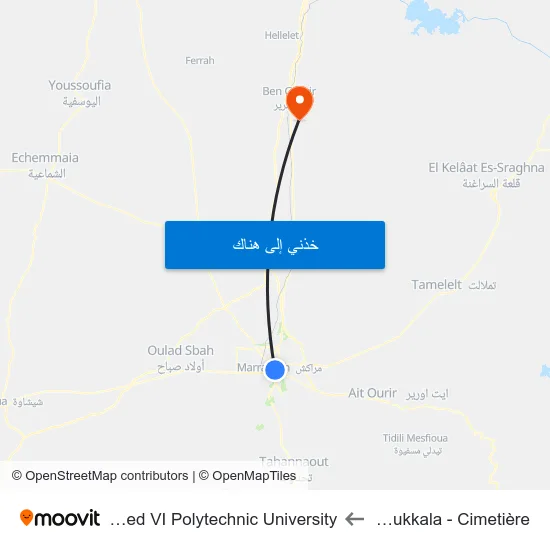 Bab Doukkala - Cimetière to Mohammed VI Polytechnic University map