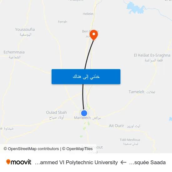 Mosquée Saada to Mohammed VI Polytechnic University map