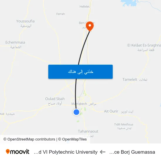 Résidence Borj Guemassa to Mohammed VI Polytechnic University map