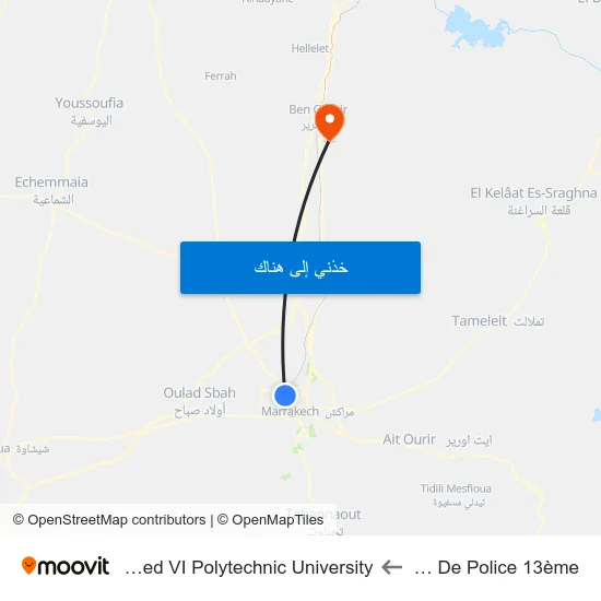 Centre De Police 13ème to Mohammed VI Polytechnic University map