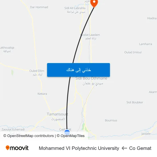 Co Gemat to Mohammed VI Polytechnic University map