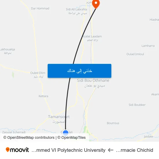 Pharmacie Chichid to Mohammed VI Polytechnic University map