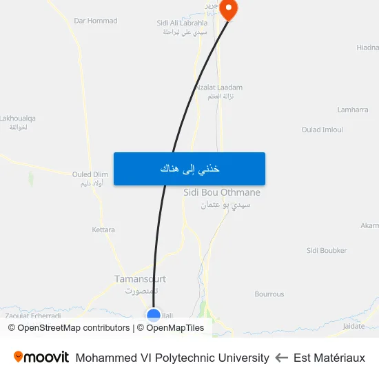 Est Matériaux to Mohammed VI Polytechnic University map