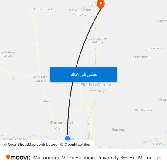 Est Matériaux to Mohammed VI Polytechnic University map