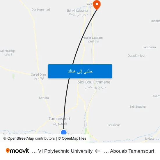 Pharmacie Abouab Tamensourt to Mohammed VI Polytechnic University map