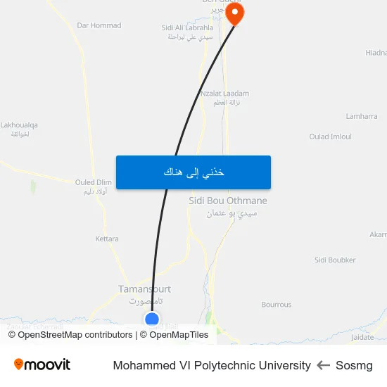 Sosmg to Mohammed VI Polytechnic University map