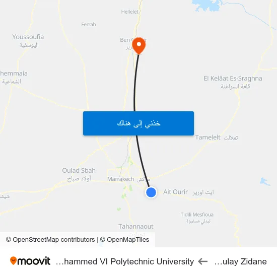 Moulay Zidane to Mohammed VI Polytechnic University map