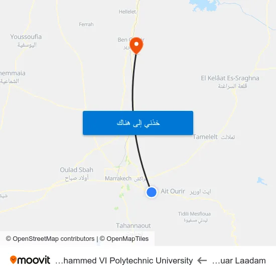 Douar Laadam to Mohammed VI Polytechnic University map