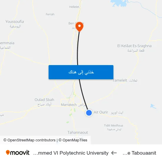 Ferme Tabouaanit to Mohammed VI Polytechnic University map