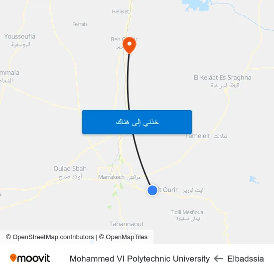 Elbadssia to Mohammed VI Polytechnic University map