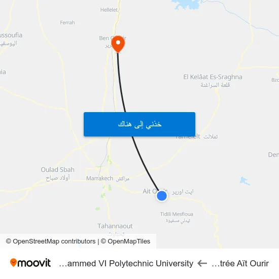 Entrée Aït Ourir to Mohammed VI Polytechnic University map