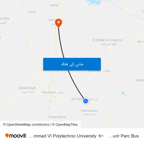 Aït Ourir Parc Bus to Mohammed VI Polytechnic University map