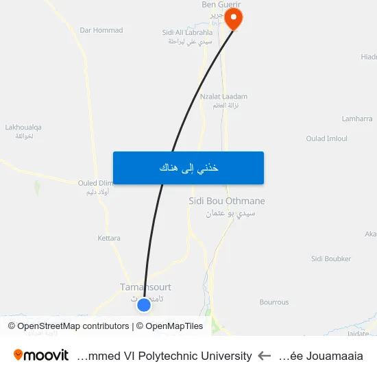 Entrée Jouamaaia to Mohammed VI Polytechnic University map