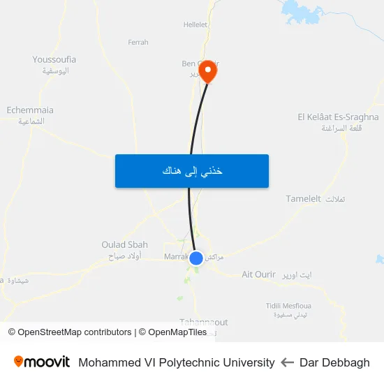 Dar Debbagh to Mohammed VI Polytechnic University map