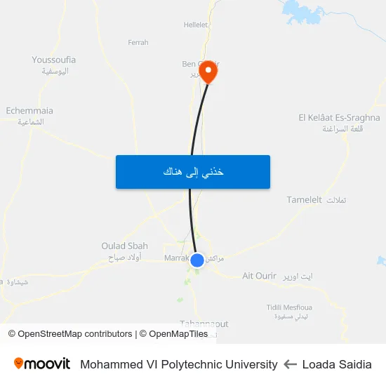 Loada Saidia to Mohammed VI Polytechnic University map