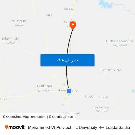 Loada Saidia to Mohammed VI Polytechnic University map
