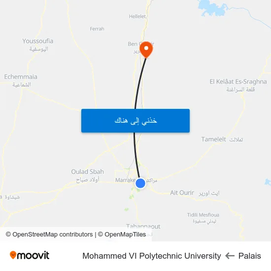 Palais to Mohammed VI Polytechnic University map