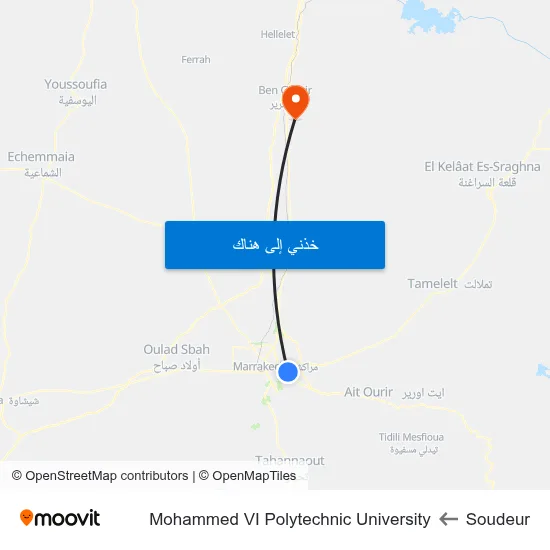 Soudeur to Mohammed VI Polytechnic University map