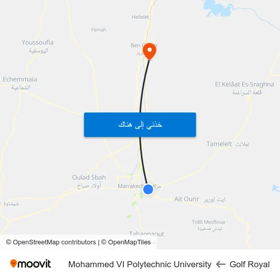 Golf Royal to Mohammed VI Polytechnic University map