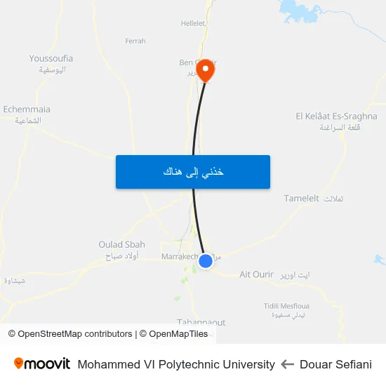 Douar Sefiani to Mohammed VI Polytechnic University map