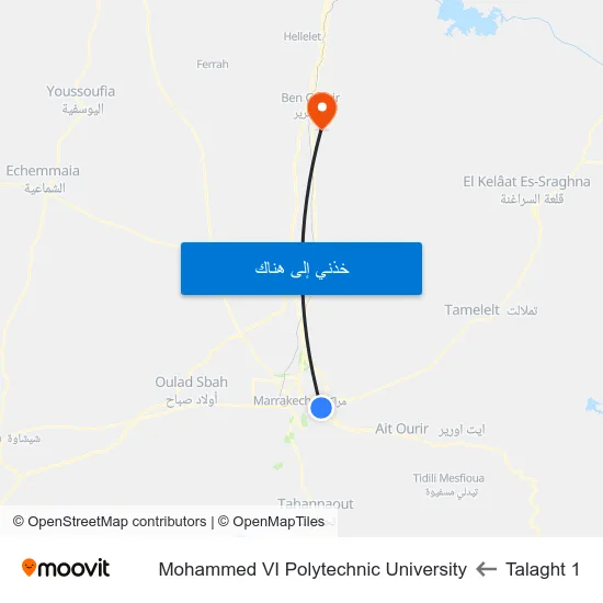 Talaght 1 to Mohammed VI Polytechnic University map