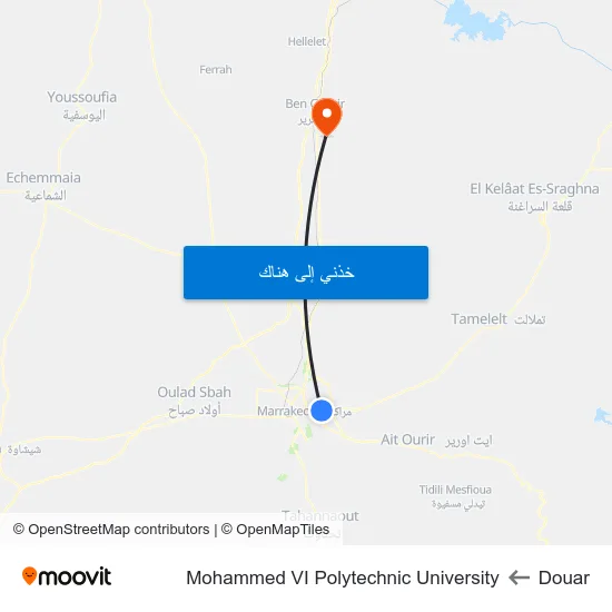 Douar to Mohammed VI Polytechnic University map