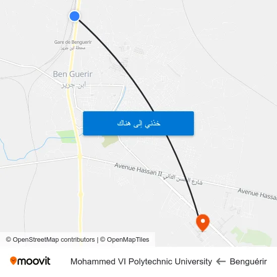Benguérir to Mohammed VI Polytechnic University map