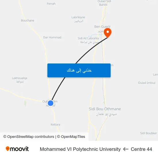 Centre 44 to Mohammed VI Polytechnic University map