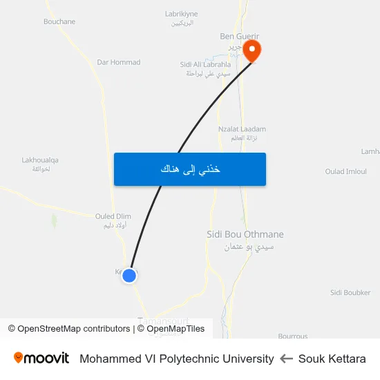 Souk Kettara to Mohammed VI Polytechnic University map