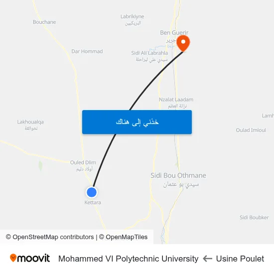 Usine Poulet to Mohammed VI Polytechnic University map