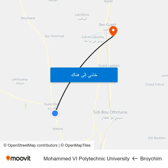 Broychim to Mohammed VI Polytechnic University map