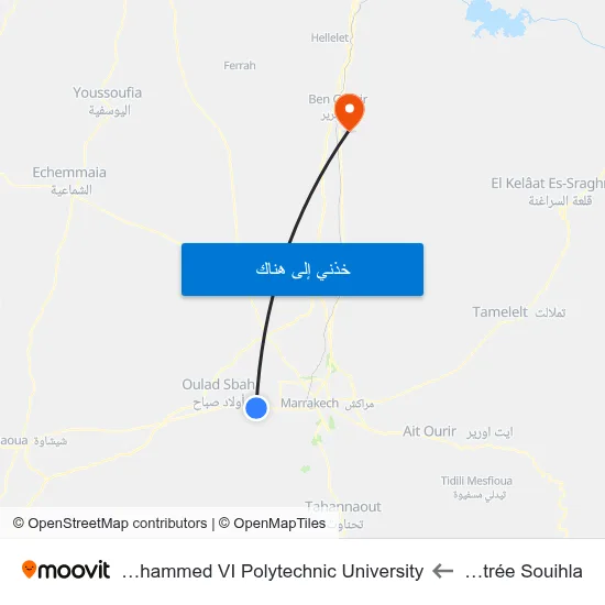 Entrée Souihla to Mohammed VI Polytechnic University map