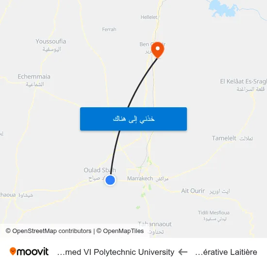 Coopérative Laitière to Mohammed VI Polytechnic University map