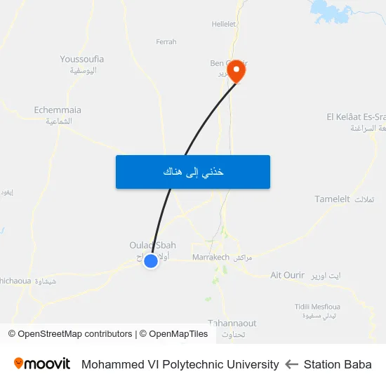 Station Baba to Mohammed VI Polytechnic University map