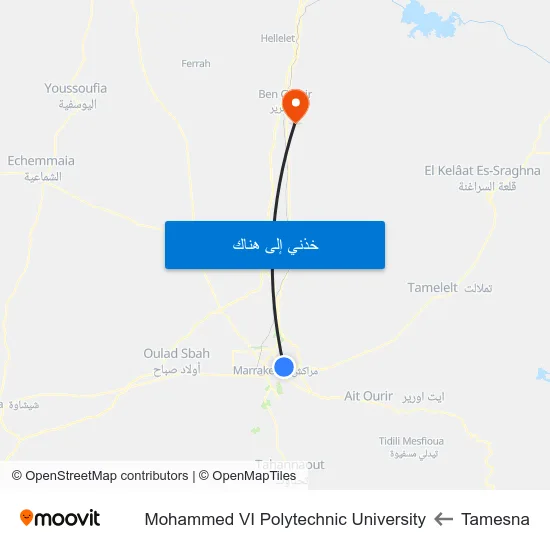 Tamesna to Mohammed VI Polytechnic University map