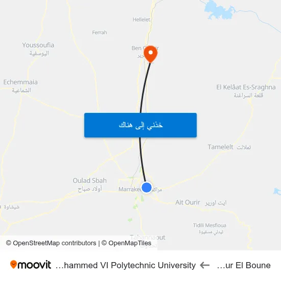 Diour El Boune to Mohammed VI Polytechnic University map