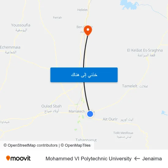 Jenaima to Mohammed VI Polytechnic University map